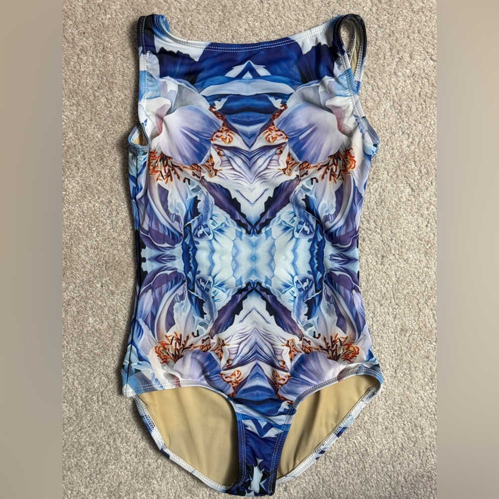 Abstract Blue and Purple dance leotard